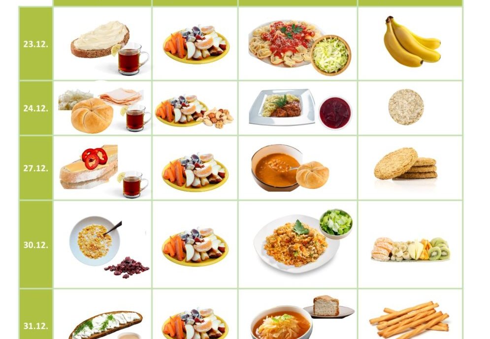 Menu s fotoknihou receptů